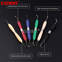 6 sztuk/zestaw AZDENT Dental żywica wypełniacz estetyczny zestaw do renowacji nadające się do żywicy nóż z tworzywa sztucznego Dresser silikonowy uchwyt stomatologia narzędzie 6